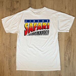 Tultex Graphic T-Shirt Circus Safari Passport White Large Vintage 1998